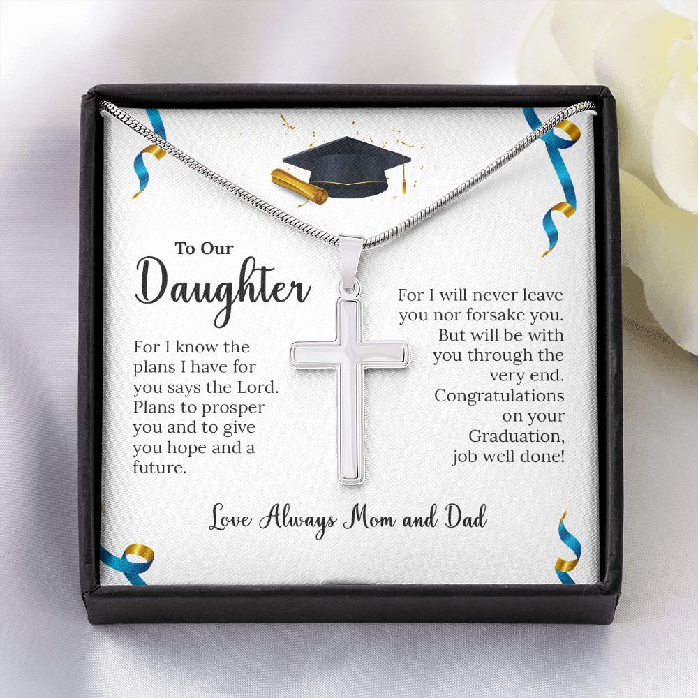 To Our Daughter Faith Cross Graduation Necklace
