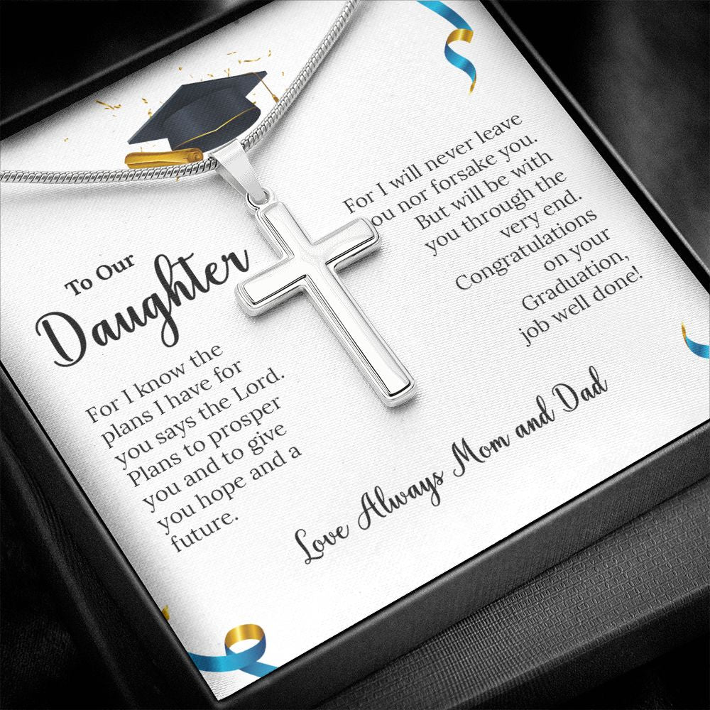 To Our Daughter Faith Cross Graduation Necklace