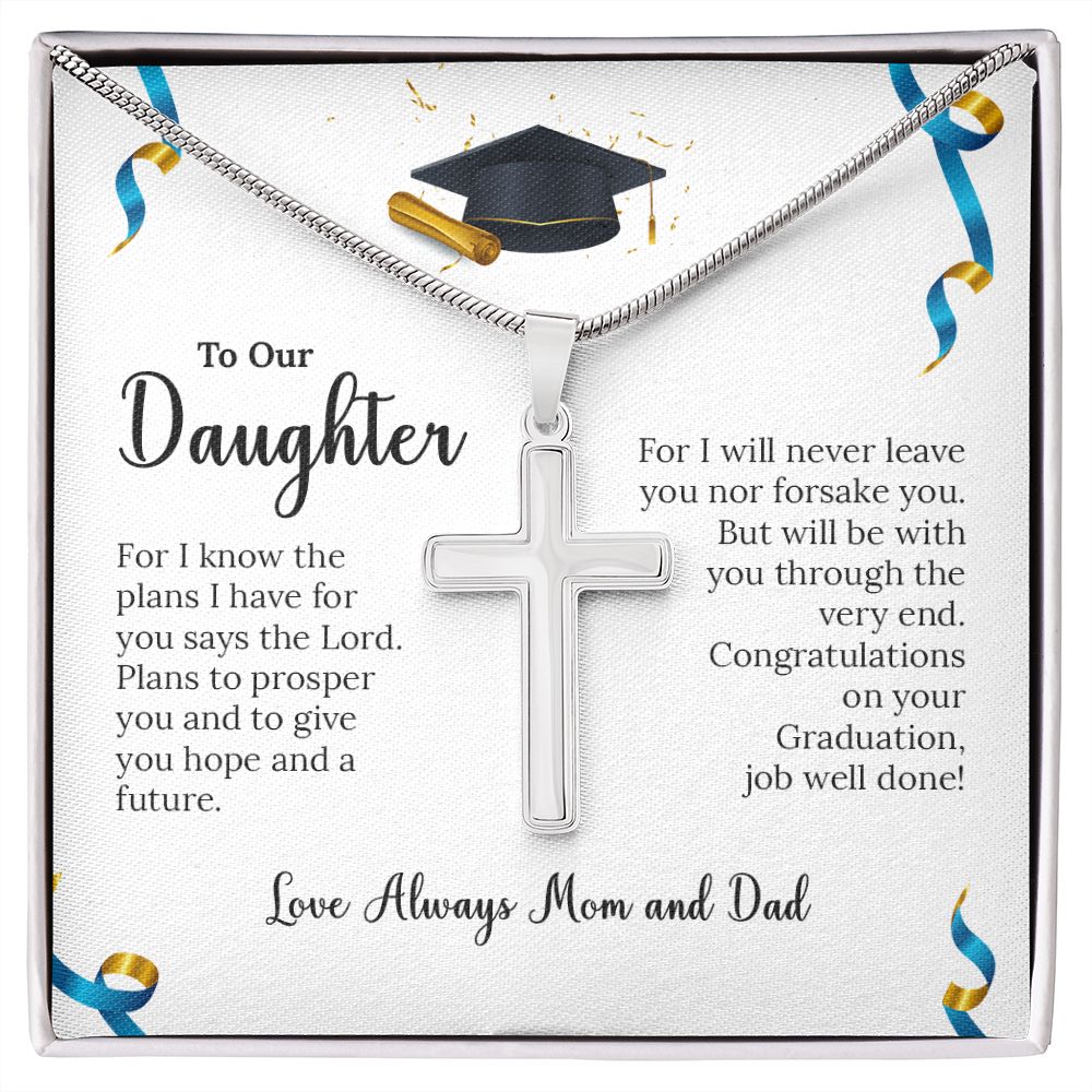 To Our Daughter Faith Cross Graduation Necklace