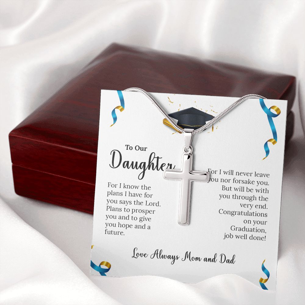 To Our Daughter Faith Cross Graduation Necklace