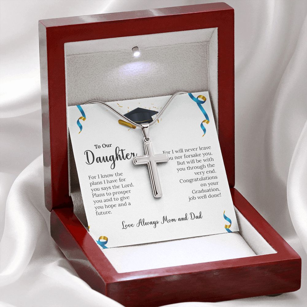 To Our Daughter Faith Cross Graduation Necklace