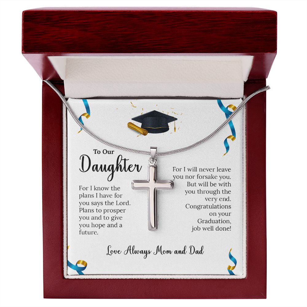 To Our Daughter Faith Cross Graduation Necklace